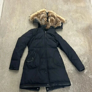Atelier noir removable  fur hood down coat